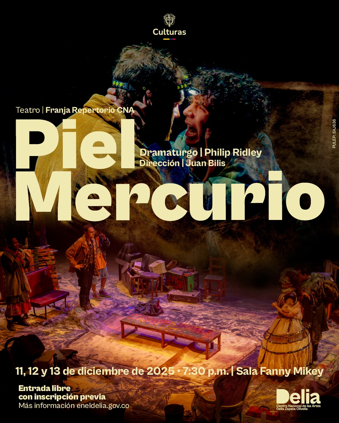 Colmena Lab es una residencia intensiva de creación escénica colectiva que durante el Segundo Encuentro de Jóvenes en el Centro Nacional de las Artes, levanta un montaje work in progress de Piel Mercurio, del dramaturgo británico Philip Ridley. Su metodología —denominada colmena relámpago— opera a través de células de trabajo simultáneas que convergen en un objetivo común: la escena como territorio vivo.