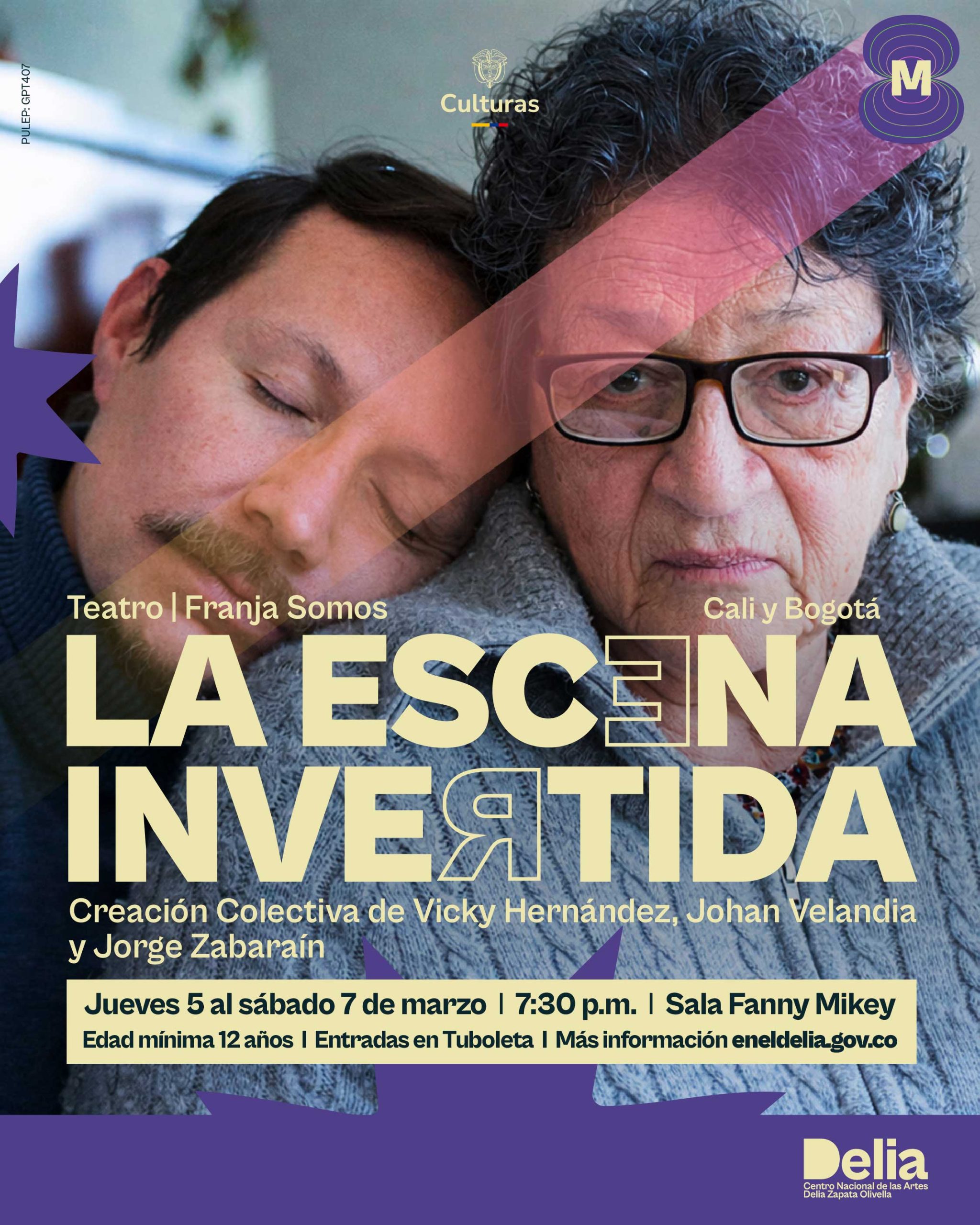 Protagonizada por Vicky Hernández y Johan Velandia, bajo la dirección de Jorge Zabaraín, La escena invertida es una creación colectiva que surge de un intenso proceso de experimentación, de una residencia artística convocada por La Maldita Vanidad, que se sumergía en la investigación, la escritura y la improvisación alrededor de la vida y la obra del dramaturgo Tennessee Williams.