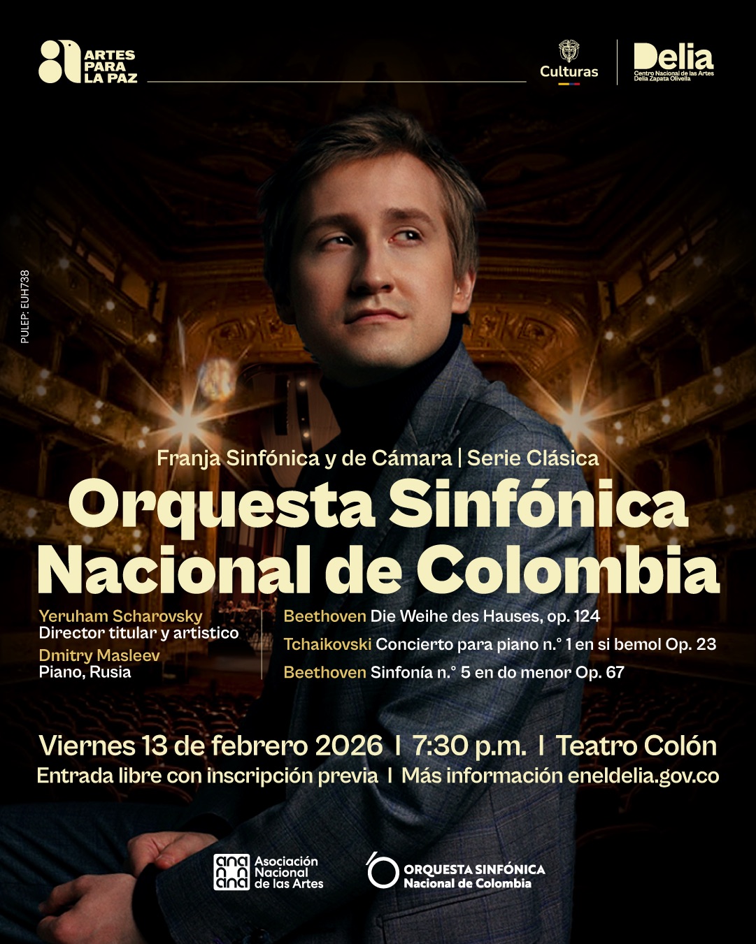 Con una Gala de Apertura, la Orquesta Sinfónica Nacional de Colombia inicia una nueva temporada en el Teatro Colón, escenario que ha sido históricamente su casa y al que regresa tras más de dos años sin una temporada sinfónica regular. El concierto tendrá lugar el 13 de febrero a las 7:30 p. m. y será de entrada libre, con inscripción previa a través de la página web del Centro Nacional de las Artes.