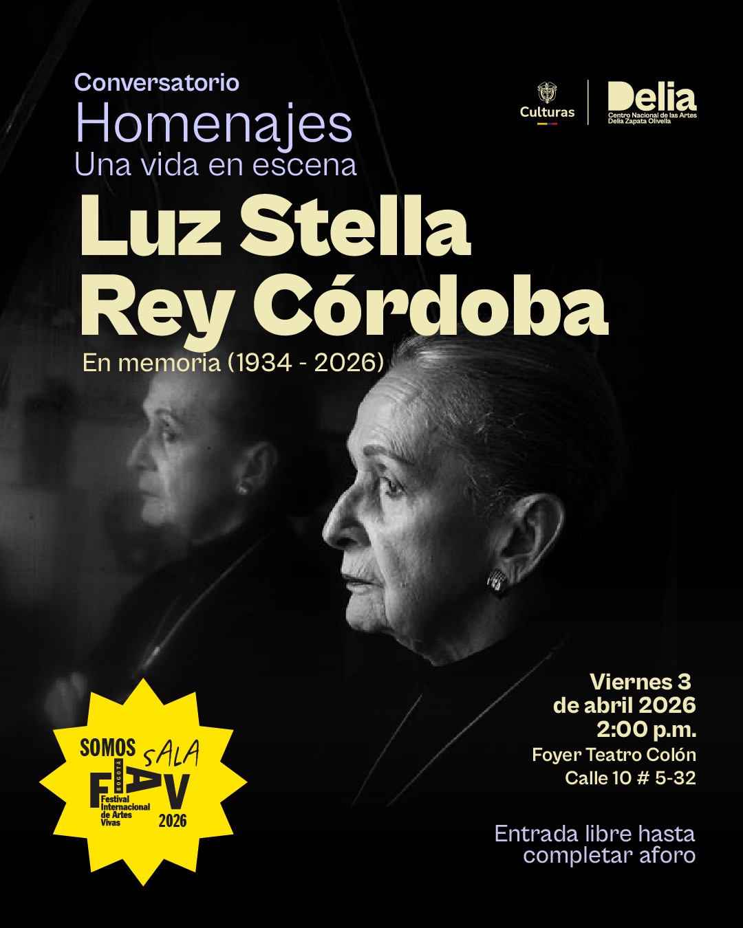 El Centro Nacional de las Artes rinde homenaje a Luz Stella Rey Córdoba, gestora cultural caleña cuya trayectoria marcó profundamente el teatro y la gestión cultural en Colombia.
