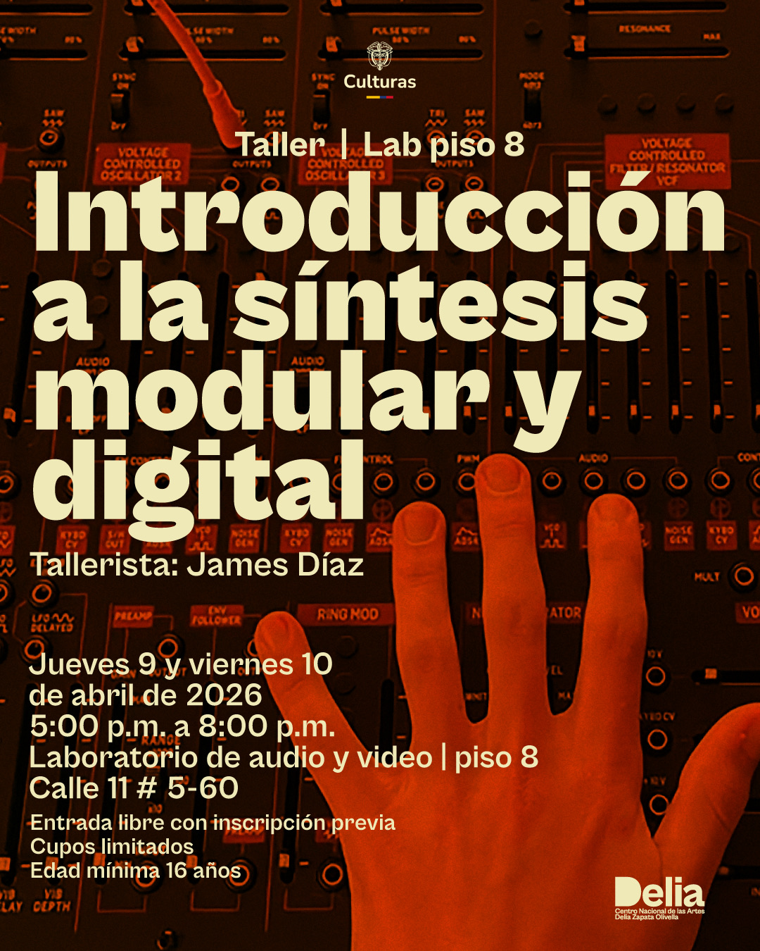 Taller introductorio de seis horas, orientado a comprender los principios fundamentales de la síntesis de sonido en entornos modulares y digitales, mediante el uso de VCV Rack y VITAL.