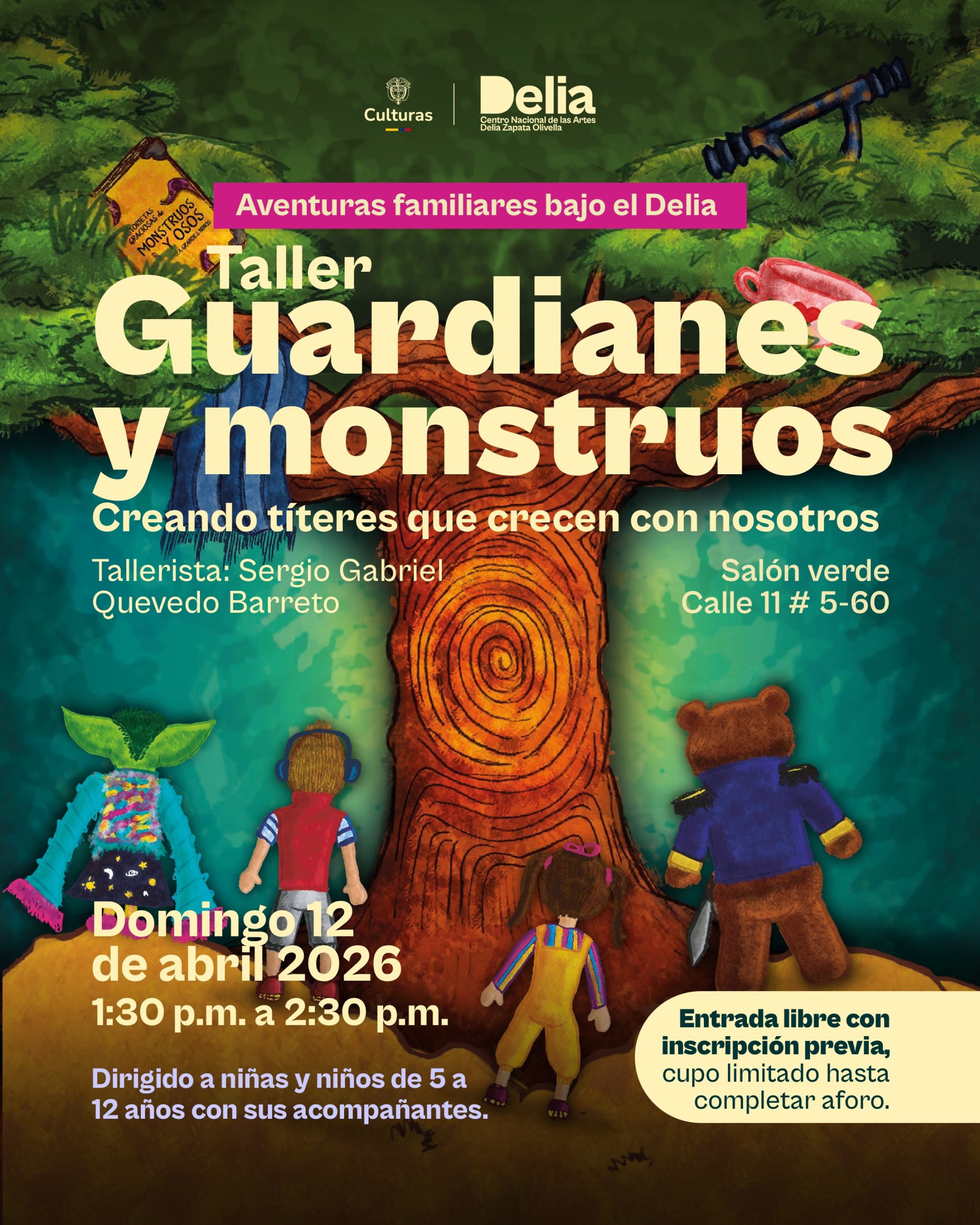 El taller es una experiencia creativa y sensible que invita a niños y niñas a explorar el proceso de crecer a partir del universo de la obra No quiero crecer. A través del juego teatral y la creación de títeres de dedo y de manopla, los participantes transforman la historia de Victoria —una niña que teme dejar atrás su infancia y emprende un viaje para entender qué significa crecer— en un espacio propio de imaginación, donde pueden expresar emociones, preguntas y reflexiones sobre la infancia, los miedos y los cambios de la vida.