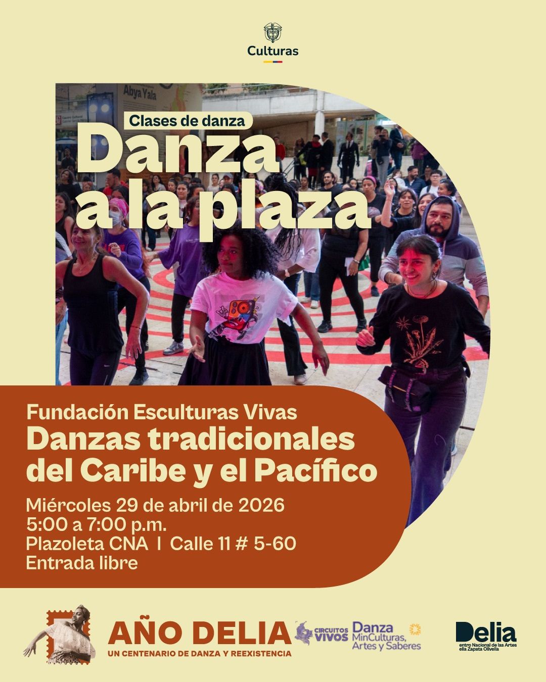 Las clases de danza regresan a la plazoleta del Centro Nacional de las Artes con una nueva edición de Danza a la Plaza, una iniciativa de la Dirección de Artes del Ministerio de las Culturas, las Artes y los Saberes en articulación con el Centro Nacional de las Artes. Este espacio ofrece clases abiertas al público, invitando a personas de todas las edades  a disfrutar y aprender a través del movimiento.