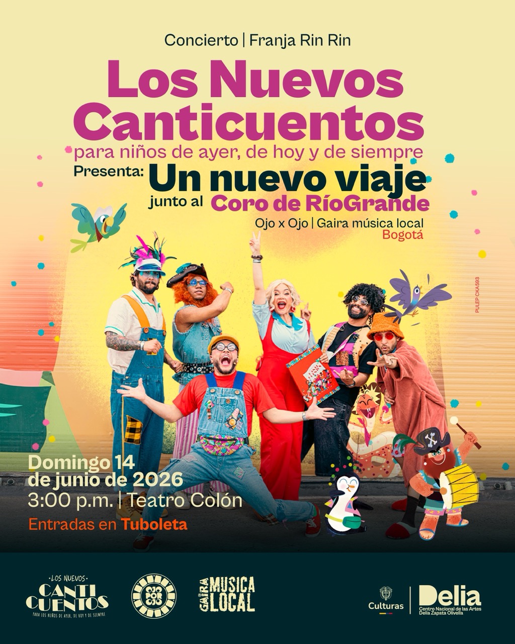 El Teatro Colón recibirá Los Nuevos Canticuentos, el proyecto musical ganador del Latin Grammy 2025 a Mejor Álbum Infantil, un reconocimiento que lo posicionó como una de las propuestas más destacadas para las infancias en América Latina. Desarrollado por Gaira Música Local, este proyecto rinde homenaje a uno de los repertorios infantiles más importantes de Colombia a través de nuevas versiones de canciones clásicas interpretadas por reconocidos artistas.