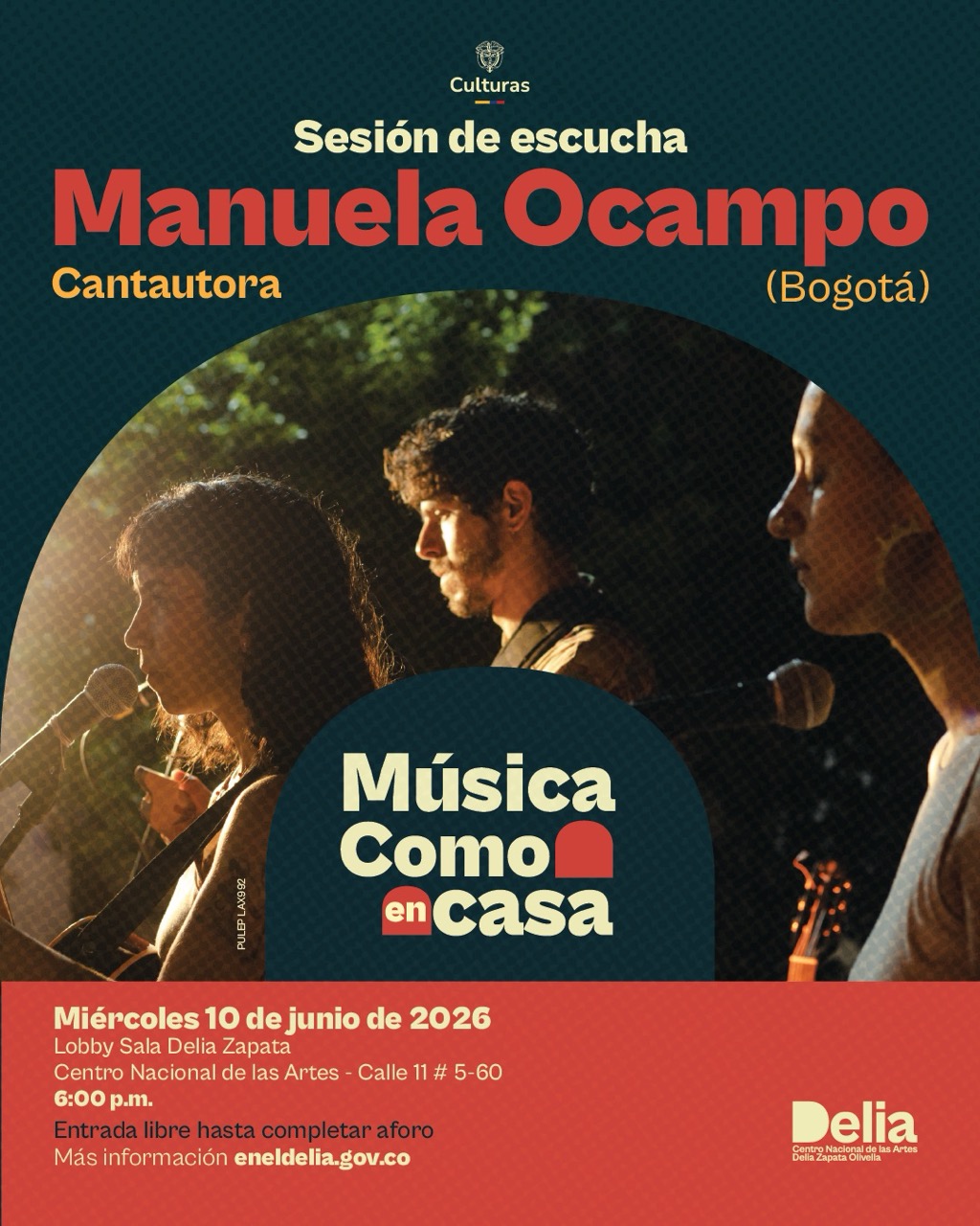 La Franja Música Como en casa abre un espacio para la escucha atenta y el encuentro íntimo con la música a través de una sesión protagonizada por la cantante y compositora bogotana Manuela Ocampo.