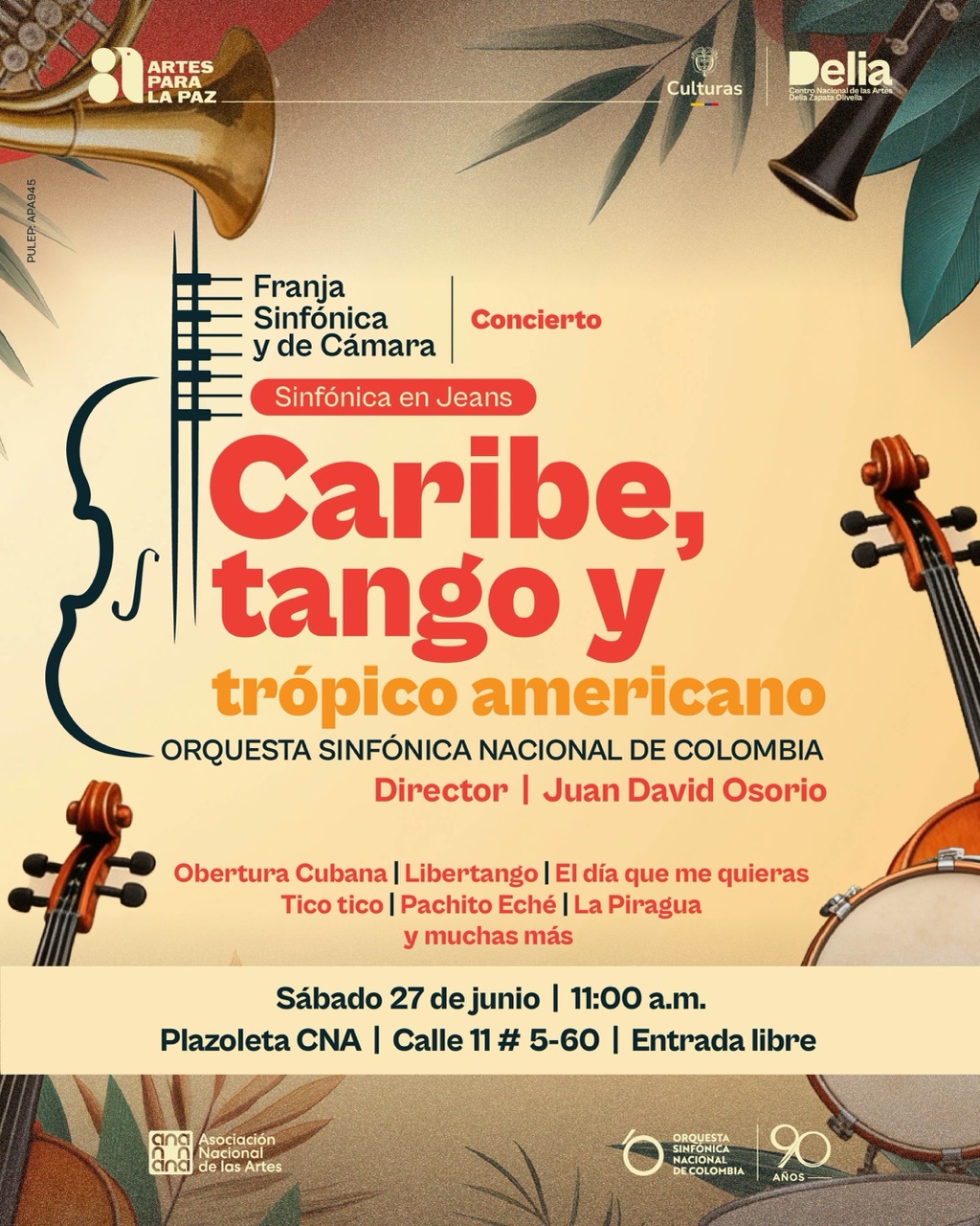 Bajo la dirección del maestro colombiano Juan David Osorio, el tercer Sinfónica en Jeans recorre las músicas de las Américas en formato orquestal.
