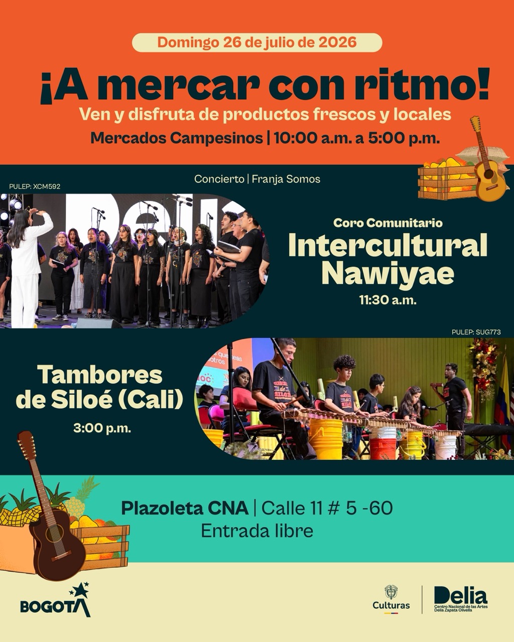 Una jornada de Mercados Campesinos acompañada de música, encuentro y diversidad cultural.
