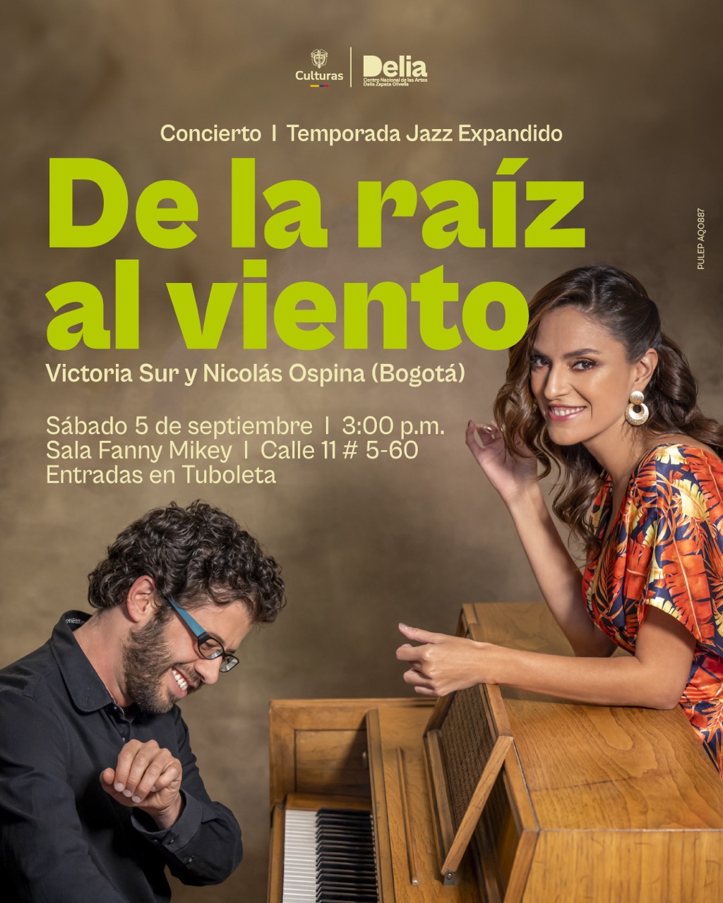 Victoria Sur aporta la fuerza interpretativa de su voz y Nicolás Ospina el virtuosismo y la originalidad de su piano; juntos construyen un dúo de cámara íntimo, poético y envolvente.