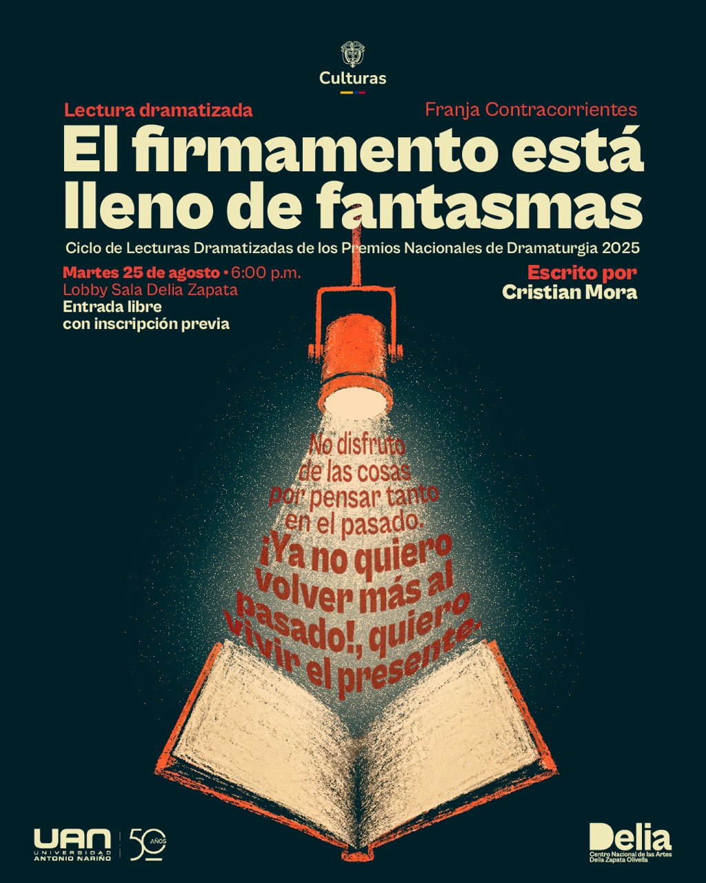 El firmamento está lleno de fantasmas, de Cristian Mora, es una de las obras ganadoras de los Premios Nacionales de Dramaturgia 2025.