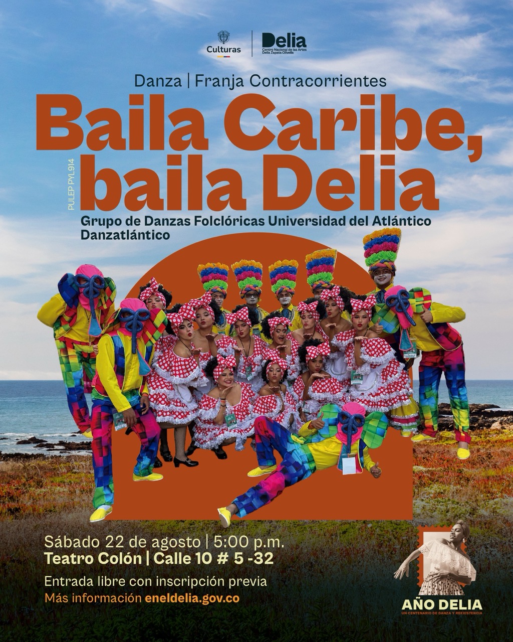 Con 56 años de trayectoria, Danzatlántico es un referente del folclor del Caribe colombiano. Desde la Universidad del Atlántico ha consolidado un legado basado en la investigación, la creación coreográfica y la proyección internacional. En esta función interpretarán las danzas de cumbia, mapalé, puya, farotas y danza negra, como una acción que se suma a la conmemoración del centenario de Delia Zapata Olivella, al exaltar las raíces afro-indígenas caribeñas y las tradiciones que la maestra investigó, preservó y llevó a escena.