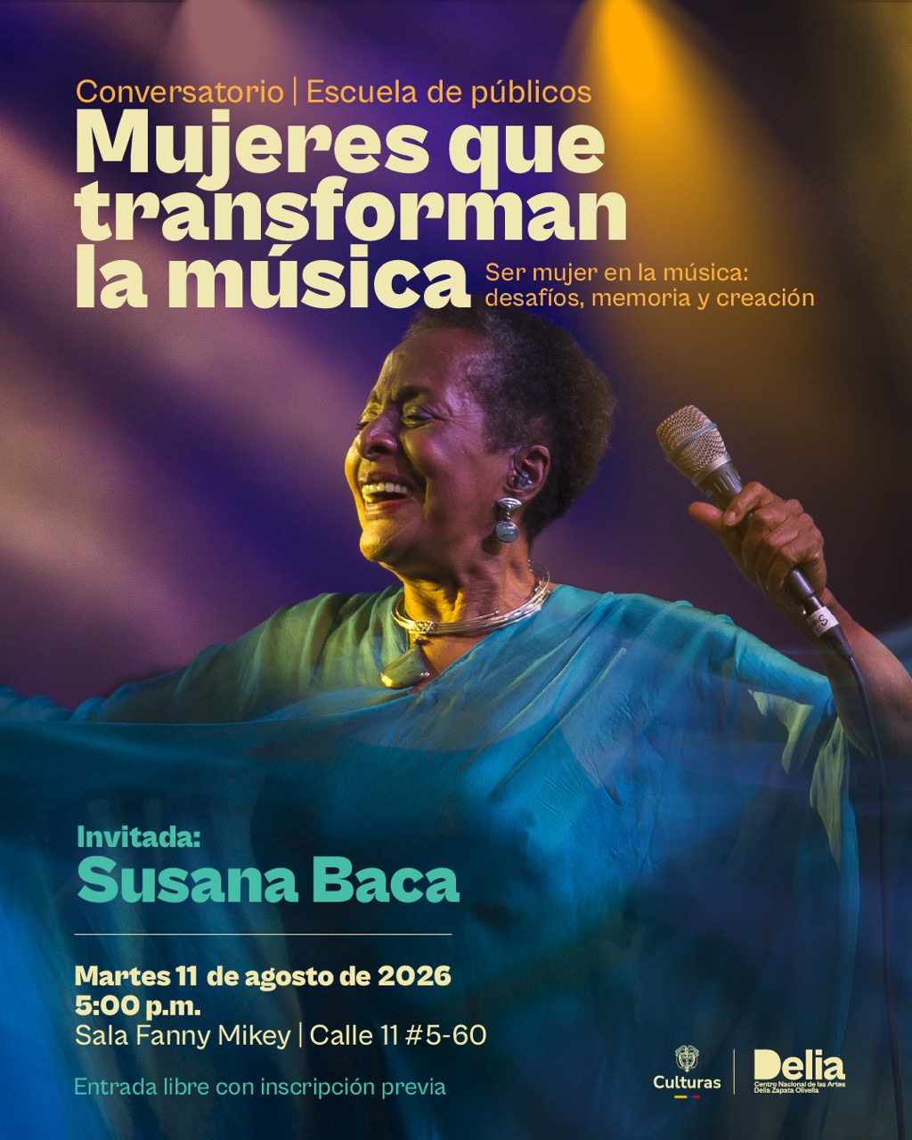 La cantante peruana Susana Baca llega al Centro Nacional de las Artes para protagonizar un encuentro sobre creación, memoria y los desafíos de ser mujer en la música.