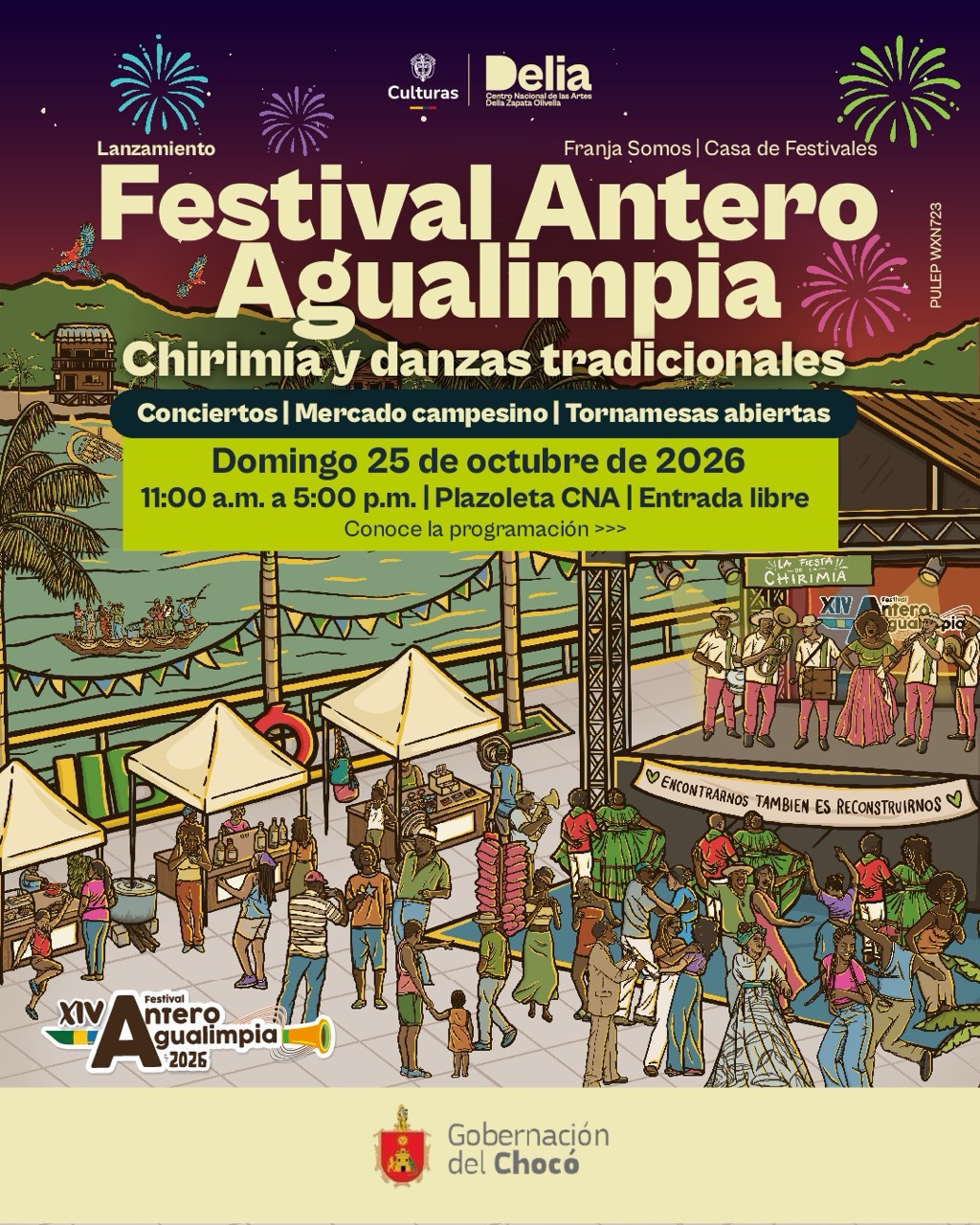 El domingo 25 de octubre, la música, la danza y los sabores del Chocó se encontrarán en la Plazoleta del Centro Nacional de las Artes Delia Zapata Olivella para celebrar el lanzamiento del XIV Festival Antero Agualimpia. Desde las 10:00 a.m., el público podrá disfrutar de una jornada de entrada libre que invita a conocer y celebrar la riqueza cultural de este territorio.