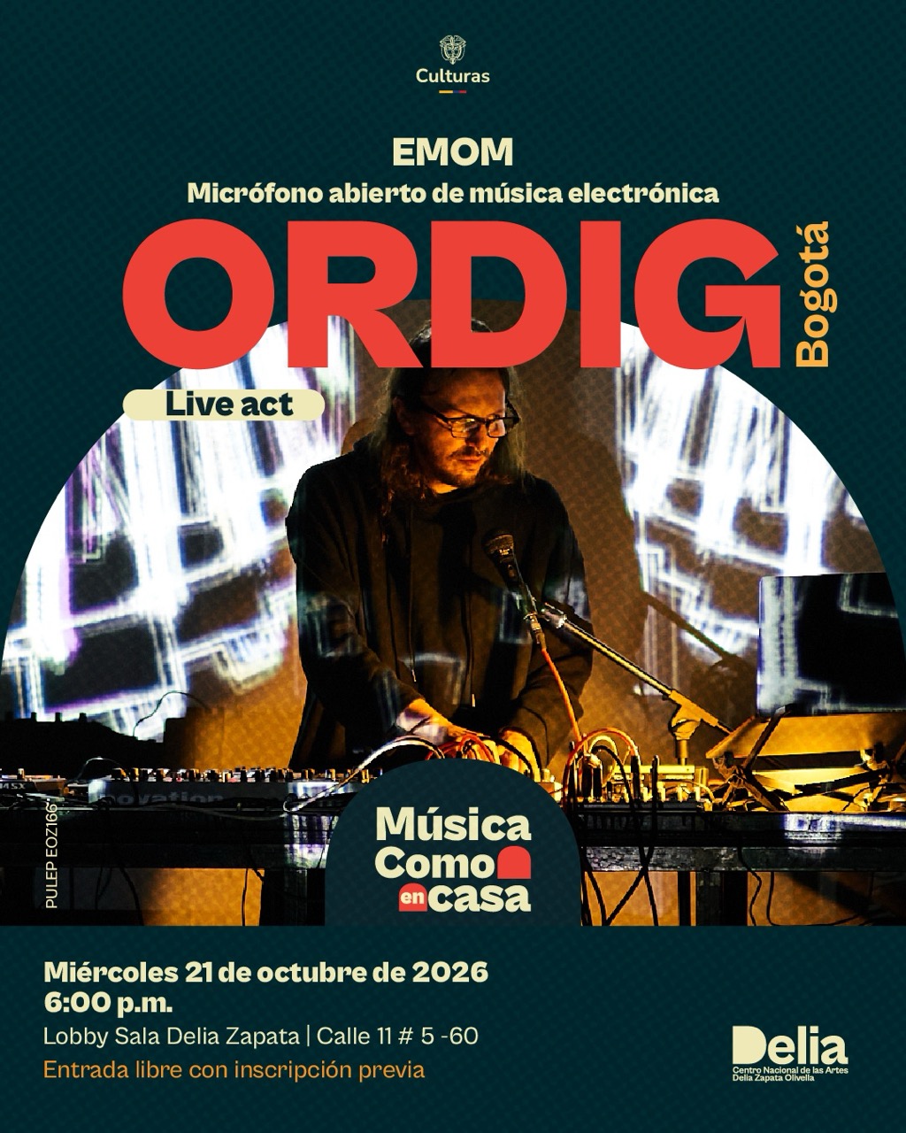 ORDIG, Sebastian Ávila, es un proyecto audiovisual de música electrónica experimental fundado en 2017, centrado en la interacción en tiempo real entre sonido e imagen. A través de presentaciones que combinan sintetizadores analógicos, samplers, paisajes sonoros e imágenes generativas, ORDIG crea experiencias sensoriales que habitan el límite entre lo sonoro y lo visual.