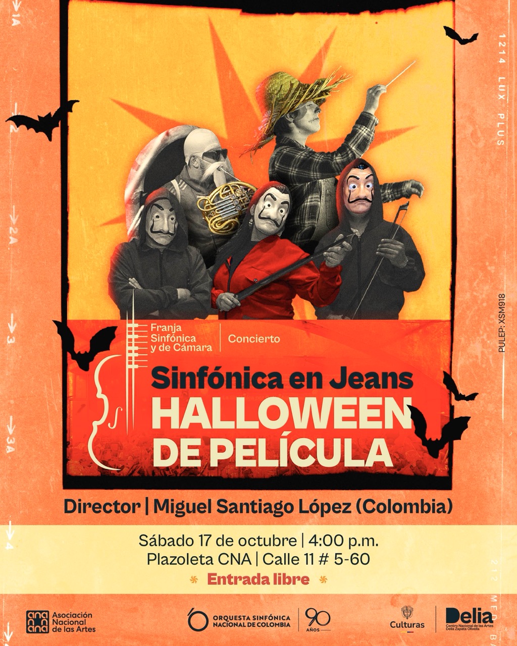 Bajo la dirección de Miguel Santiago López, Sinfónica en Jeans presenta un programa dedicado a las bandas sonoras que han dejado huella en la memoria colectiva del cine. De Ennio Morricone a John Williams, de Jurassic Park a La lista de Schindler, y de Piratas del Caribe a Misión Imposible; la Orquesta Sinfónica Nacional de Colombia llevará a la plazoleta algunas de las composiciones más emblemáticas de la historia cinematográfica.